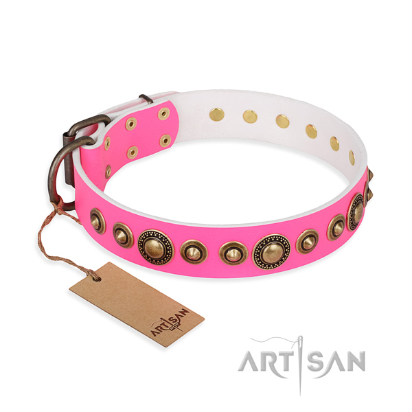 Soft to touch leather collar handcrafted for your canine