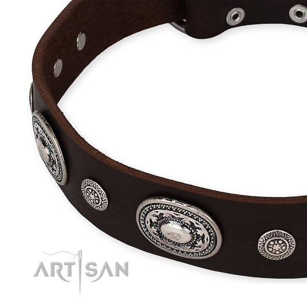 Gentle to touch full grain genuine leather dog collar created for your impressive dog