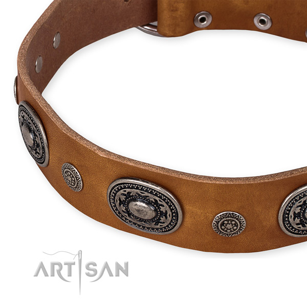 Top rate full grain genuine leather dog collar created for your handsome doggie