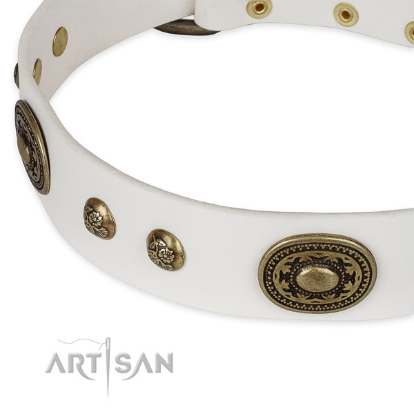Perfect fit full grain natural leather collar for your lovely doggie