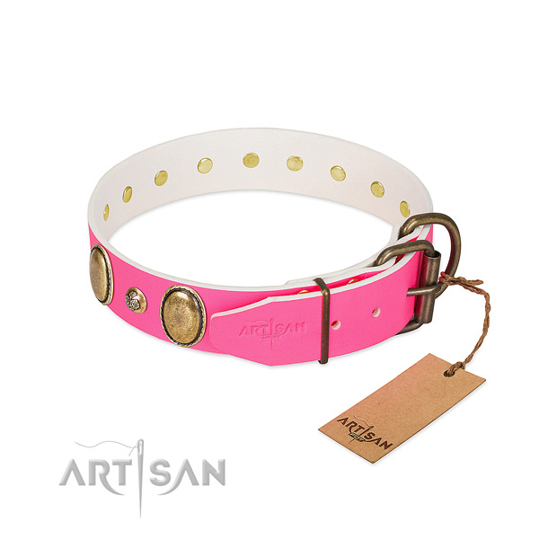 Handy use top rate leather dog collar