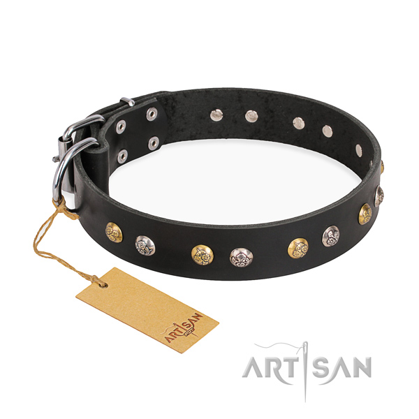 Daily use inimitable dog collar with rust resistant hardware