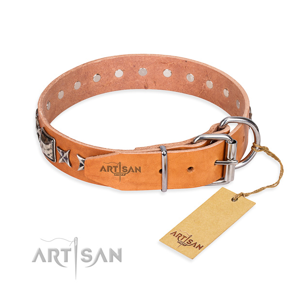 Best quality adorned dog collar of genuine leather