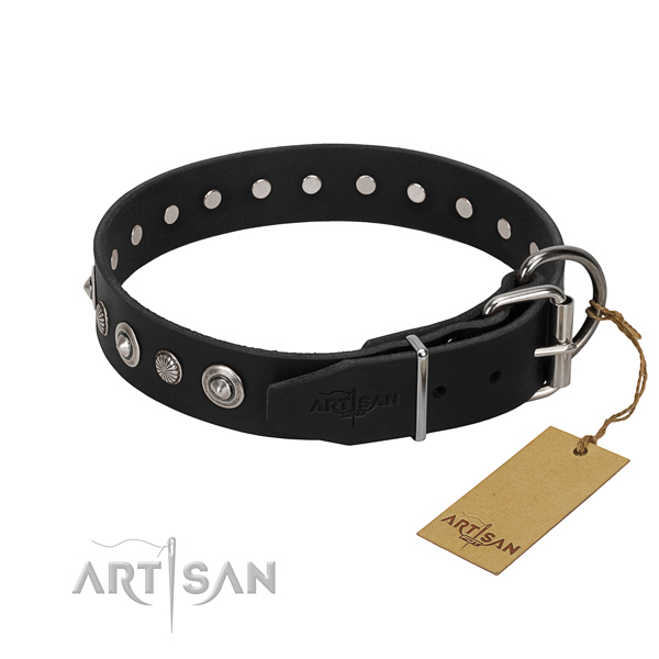 Best quality leather dog collar with significant decorations