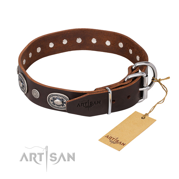 Top notch leather dog collar handcrafted for daily walking