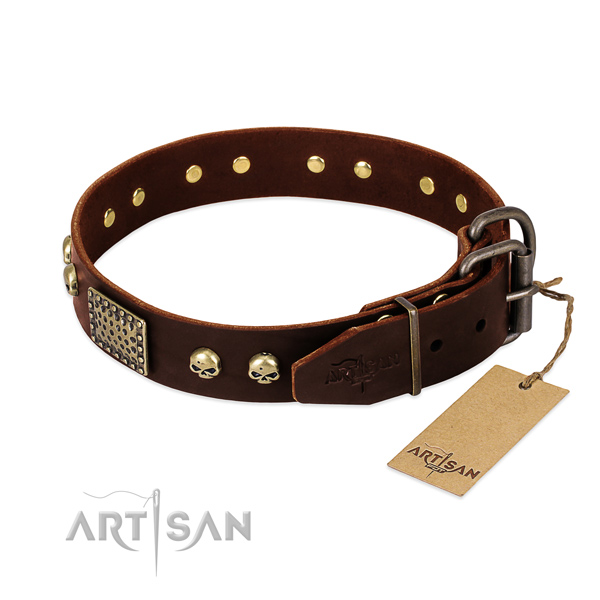 Durable studs on comfy wearing dog collar