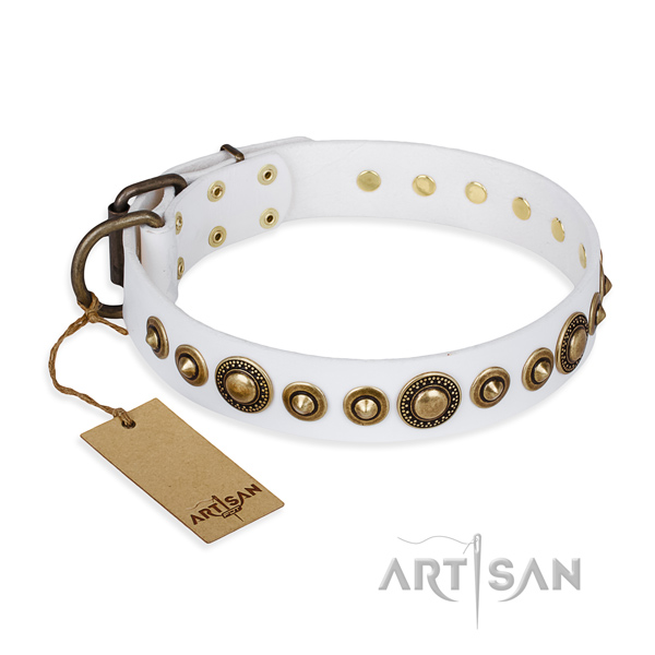 Soft to touch full grain leather collar handmade for your dog