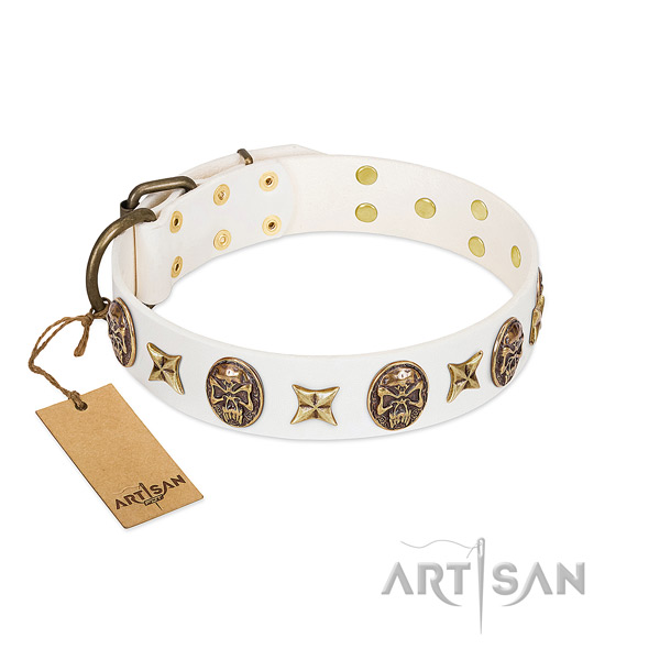 Top notch full grain leather dog collar for easy wearing