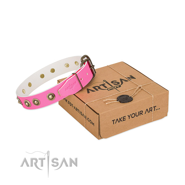 Easy to adjust full grain natural leather collar for your handsome doggie