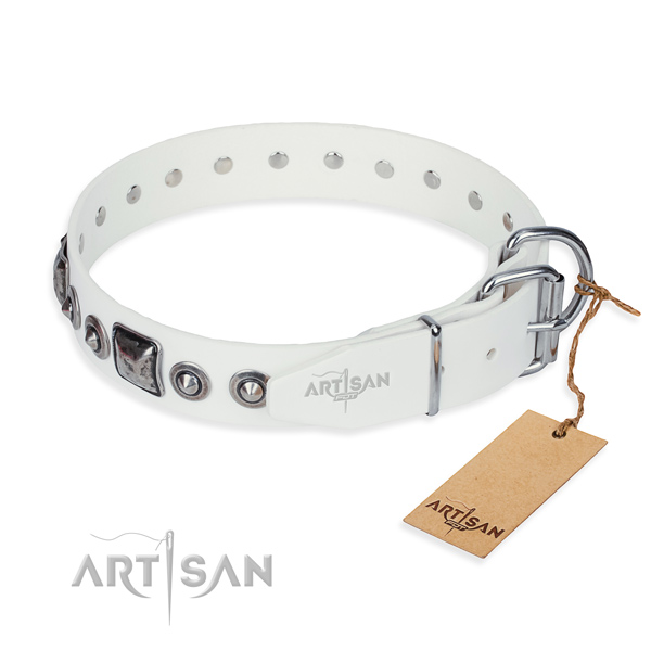 Top notch leather dog collar handmade for comfortable wearing