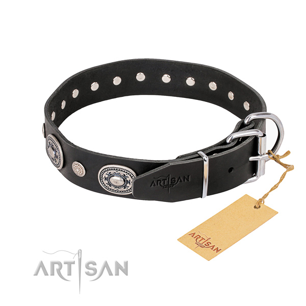 Top notch genuine leather dog collar crafted for basic training