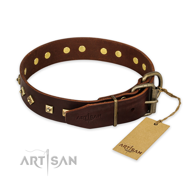 Reliable fittings on genuine leather collar for basic training your doggie