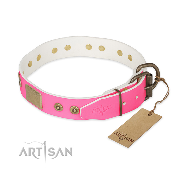 Rust resistant decorations on comfortable wearing dog collar