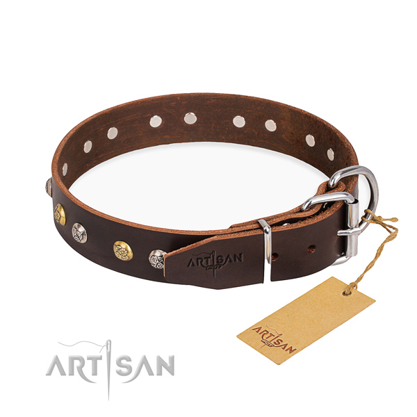 Best quality natural genuine leather dog collar created for walking