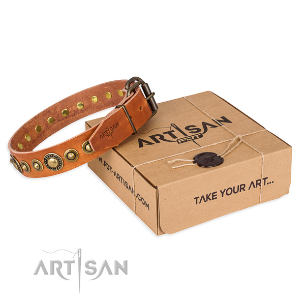 Reliable leather dog collar handmade for easy wearing