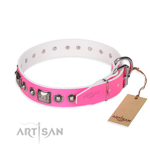 Top rate full grain genuine leather dog collar made for everyday use