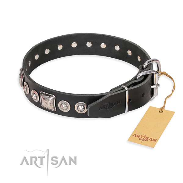 Leather dog collar made of top notch material with strong studs