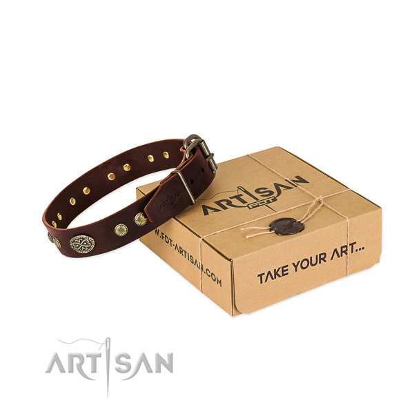 Rust-proof hardware on genuine leather dog collar for your four-legged friend