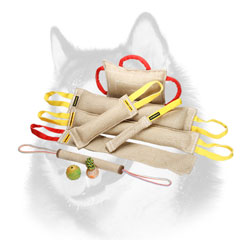 Jute dog bite training set of tugs for Siberian Husky